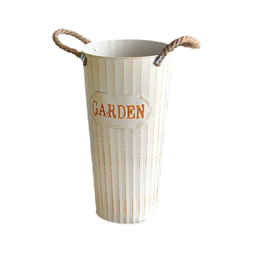 Iron Dried Flower Bucket Vintage American Floor Flower Vase for Home Decor 40cm