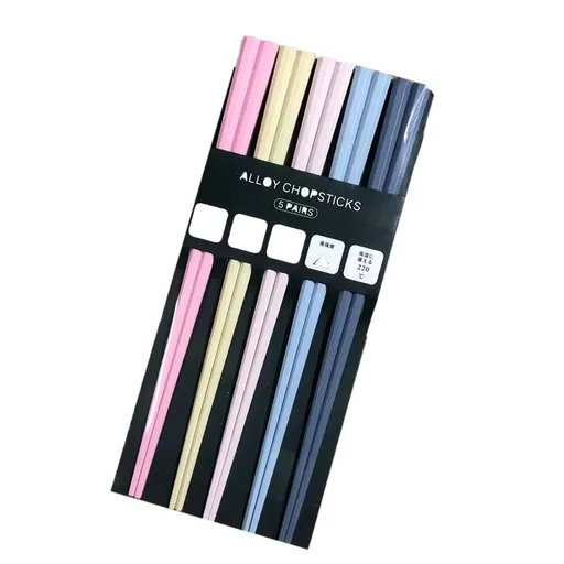 5 Pairs Octagonal Sushi Chopsticks Japanese Style Pointed Chopstick Set Fashion Color PET Plastic Chopsticks F
