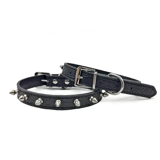 Enjoying Spiked Dog Collar Spiky Cat Collar Leather Adjustable Pet Collar Kitten Spiked Collar, Black Extra Small