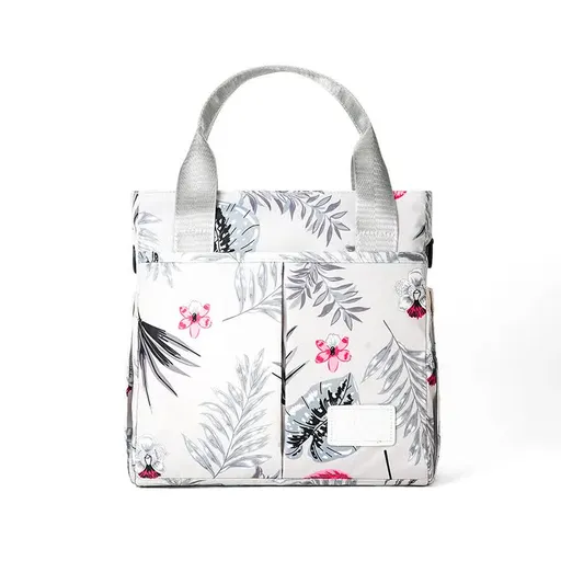 Grey Versatile Nappy Bag Tote - Lightweight Diaper Bag with Insulated Pocket & Crossbody Strap