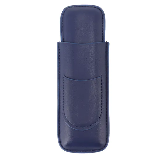 Cigar Case Elegant Vintage Hand Crafted Slim Portable 2 Fingers Cigar Holder for Travel Party Business Blue