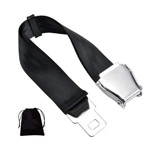 Airplane Seat Belt Extender With Carrying Case, Universal Airline Seatbelt Extender & Extension, (Black)