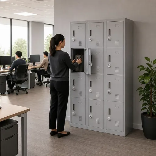 12-Door Steel Locker – Grey, 3-Digit Combination Lock