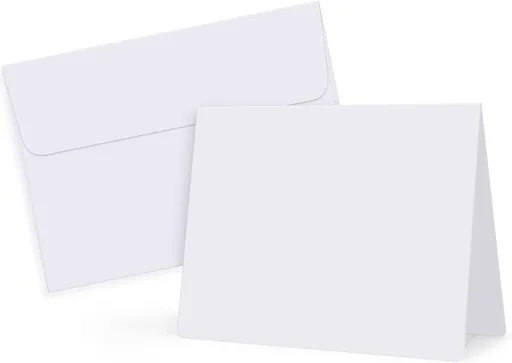 Eupako White Blank Cards and Envelopes 100 Pack - 5x7 Heavyweight Folded Cardstock and A7 Envelopes Self Seal for DIY Greeting Cards, Invitations, Wedding, Baby Shower, Birthday, Thank You Cards
