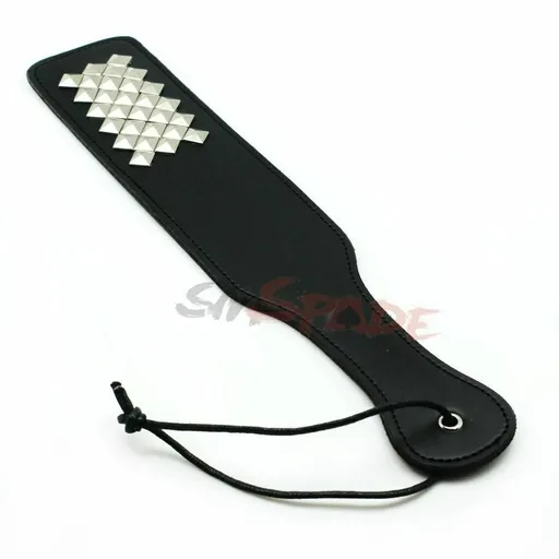 House Of Dasein Faux Leather Paddle With Studs Bdsm Impact Play Toys Couples Spanking Fetish - Black