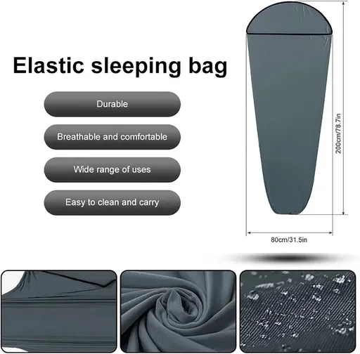 Sleeping Bag - Summer Sleeping Bag - Sleeping Bag - Thin Sleeping Bag - Travel Sheet - Inner Sleeping Bag - Lightweight - 1 Person - for Travel, Hotels & Hostels, Camping - Gray - 80*200cm - Polyester
