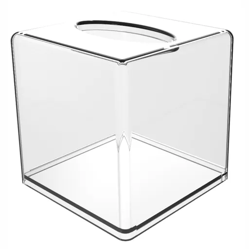 Tissue Box Holder & Cover Multi-Use Dryer Sheet & Mask Case Organizer for Bathroom, Car, Office, Table - Clear Square（14X14X14cm）
