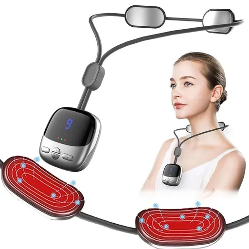 Portable Neck Massager,EMS Training Device, Stimulator, Muscle, Powered for Body Muscles and Back,Cordless Comfort Neck Relaxer,Men, and Women Fitness Belt - Gray - Size 7.5"L x 5.6"W