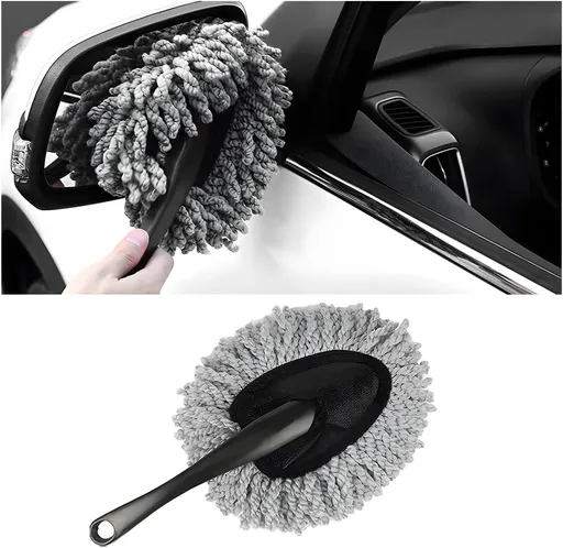 Car Dash Duster Brush, Super Soft Microfiber Multi-Functional Car Cleaning Brush, Scratch Free Dash Dusting Tool with a Anti-Skid Handle for Vehicle Home Kitchen Cleaning (Gray)