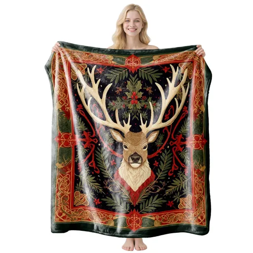 Vivid‑hued Holiday Pattern Flannel Blanket, Cozy Indoor Rest Throw, Desirable Present For Christmas & Halloween Mixed Gifting Circumstances, Style FLR‑218, Size S, 100x130cm