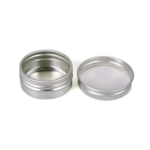 2 pieces of 15ml small ounce empty silver aluminum tin metal steel cans, sample cosmetics container, sliding bottle box