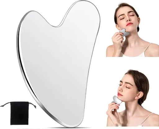 Gua Sha Stone Metal - Gua Sha Scraper Stainless Steel - Massage Tool - Relaxation - Gua Sha - Gua Sha Massage - Gua Sha Plate - Gua Sha Tool Surgical Steel - For Acne - Gua Sha Scraper - Unbreakable - Stainless Steel - With Storage Bag