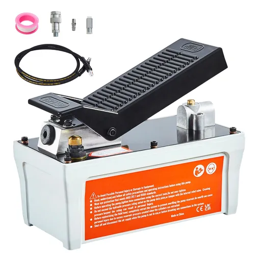 Air Hydraulic Pump 10000 PSI 1/2 Gal Reservoir NPT 3/8 Oil Outlet NPT 1/4 Inlet 6.6 ft Pipe Foot Actuated Hydraulic Pump Gray