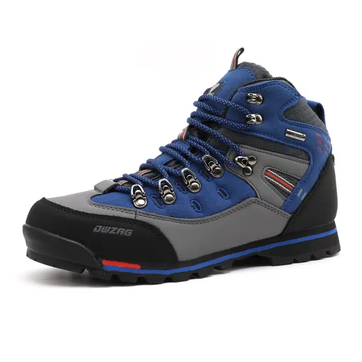 Men Hiking Shoes High Top Waterproof Leather 8037 8037 gray sapphire blue 44