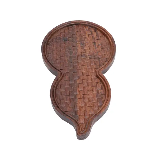 Tea Serving Tray Gourd Shaped Bambusoideae Chinese Tea Pot Mat Decorative Tea Coaster Table Tray for Home Farmhouse Office Bar