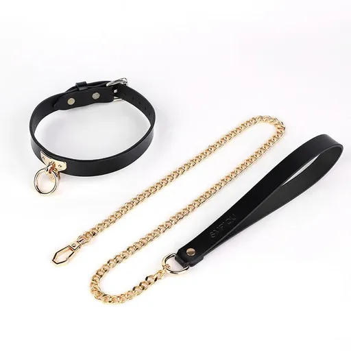 House Of Dasein Blackwolf Bondage Genuine Leather Collar Slave Bed Neck Restraint With Leash Bdsm Erotic Sex Toys For Women Couples Adult Games - Black Collar And Leash