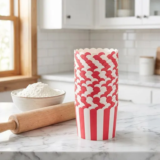 100Pcs Red Paper Cupcake Holders for Baking Muffins Bread and Small Pastries