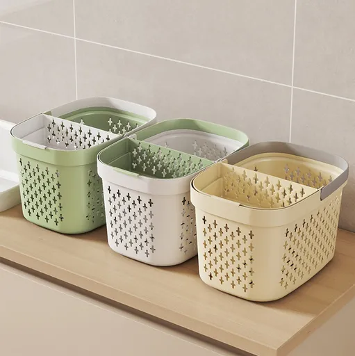 Plastic Shower Caddy Portable Bucket, Cleaning Shower Basket with Handle Compartments Storage Organizer for Bathroom Kitchen College Dorm Sink D