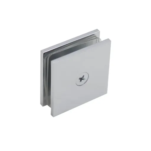Shower Glass Clip Single Hole Square Bracket Partition Bathroom Accessories - Chrome
