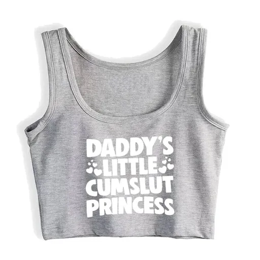 House Of Dasein Daddys Little Princess Novelty Crop Tank Top Bdsm Ddlg Shirt - Gray - Xl