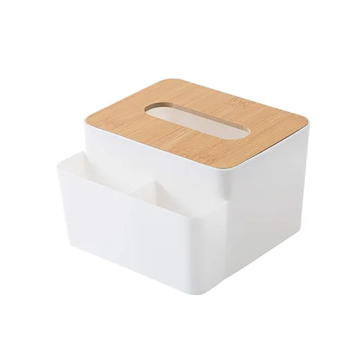 Plastic Tissue Box Wooden Lid Round/Square Napkin Holder Container Wet Tissue Paper Dispenser Case Modern Home Car Organizer