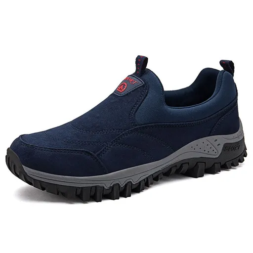 Luo Baoli Men Hiking Shoes Slip On Rubber Sole Blue 42