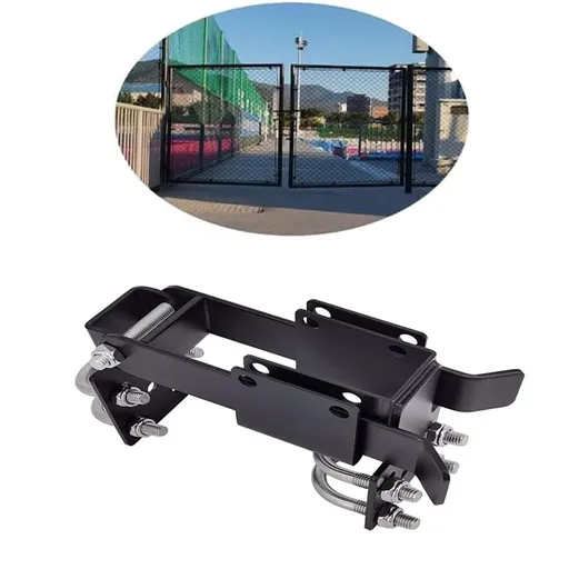 Chain Link Fence Double Gate Latch for 1.375" Gate Frame Chain Link Fence Gate Latch Residential Strong Arm Double Gate Latch for Gate Black Lock (Black)