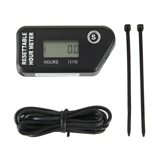 LCD Digital Hour Meter Gauge Vibration Activated Waterproof Design for All Vibrating Machines Black