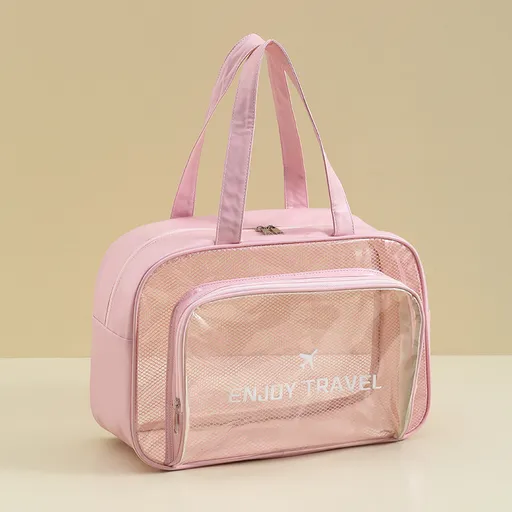 Waterproof beach bag with wet and dry separation, gym and swim storage bag, toiletries and cosmetic bag for swimsuits and goggles (Pink has no shoe compartment)