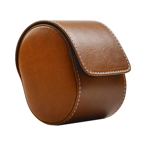 Luxury Leather Watch Storage Box Travel Single Watch Case Watch Gift Box for Christmas Anniversary Birthday(Brown)