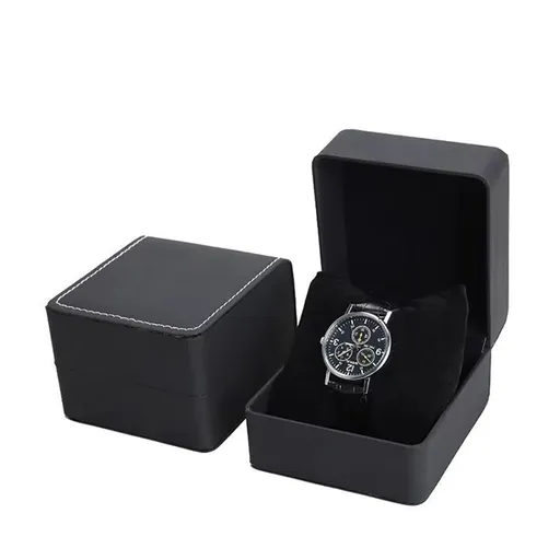 2 pack Watch Box, PU Leather Watch Case, Gift Boxs With Cushion For Most Watches, Smart Watch & jewelry,Watch Organizer as Gifts For Birthday, Men and Women (oniy box, Black)