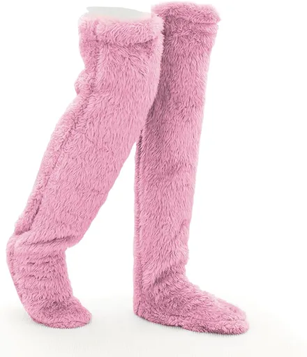 Over Knee High Fuzzy Socks Plush Slipper Stockings Furry Long Leg Warmers Winter Air-Conditioned Home Sleeping Socks