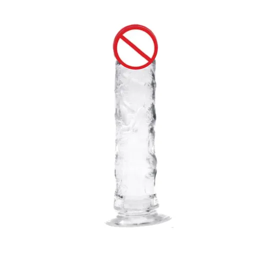 House Of Dasein Colourful Realistic Jelly Dildo Deep Throat Training Suction Cup Base - Clear - 20Cm