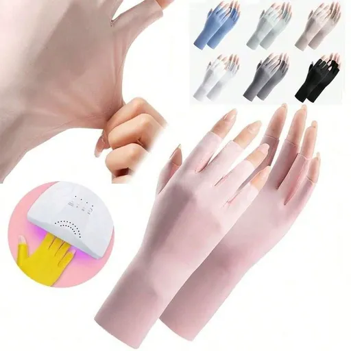 1 Pair Sunscreen Gloves Nail Art Glove UV Protection Gloves Protector For Nail Art Gel UV LED Lamp Tool Nail Supplies Nail Tools Art Kit Press On Nails Pink