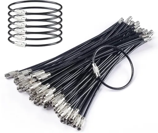 4 Inch Wire Keychain Cable Large Stainless Steel Key Ring Loop Holder for Luggage Tag Keeper for Travel