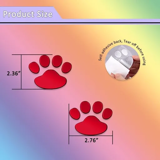 3D Bear Dog Paw Footprint Car Sticker Decal, Auto Car Emblem Decal Decoration, Footprint Styling Stickers Decoration (Red)