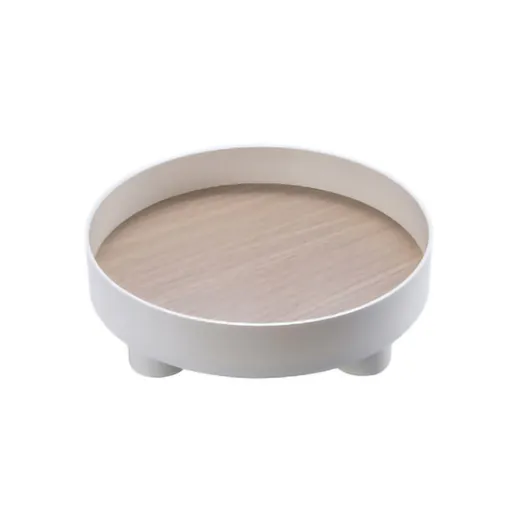 Round Plastic Serving Tray Cosmetic Storage Table Desk Organizer Container for Snack Food Ornaments Vanity Default White