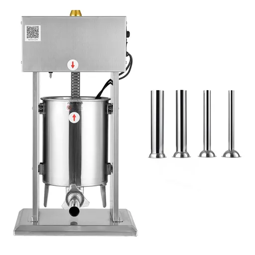 Electric Sausage Stuffer, 22 LBS / 10 L Vertical Meat Stuffer, Stepless Speed Control and Foot Pedal, Stainless Steel Heavy Duty Sausage Filler with 4 Stuffing Tubes, for Commercial & Home Use