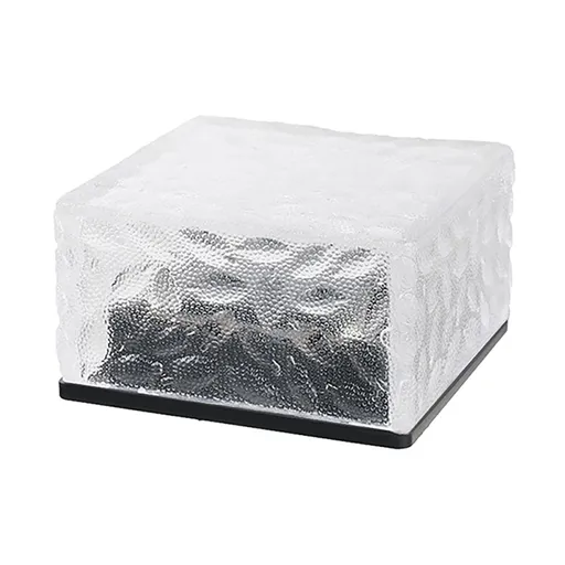 Solar Glass Brick Light ABS LED Waterproof In Ground Buried Ice Brick Landscape Lamp for Outdoor Yard Garden Lawn Blue Light