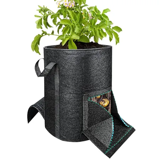 1 Pack 15 Gal Potato Grow Bags with Dual Harvest Windows Reinforced Handles Planter