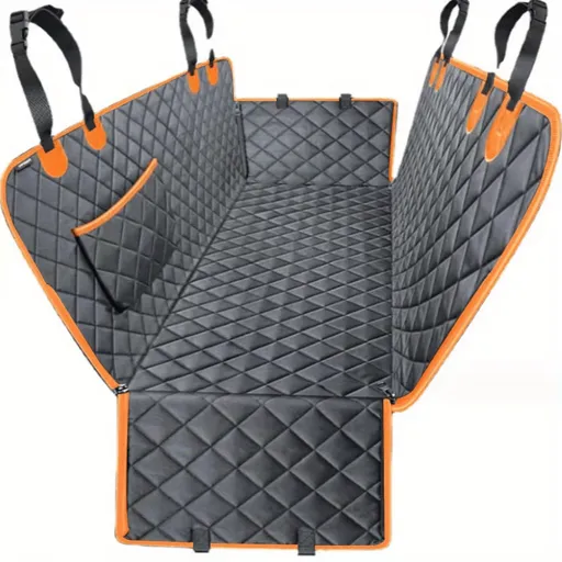 100% Waterproof Pet Car Seat Cover Hammock – Heavy-Duty 600D Scratch-Resistant, Anti-Slip, Soft & Durable Dog Seat Protector for Cars, Trucks, and SUVs – Fits Rear Seats with Easy Foldable Design (Orange)