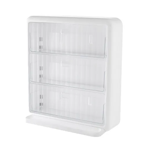 Wall Mounted Coffee Capsule Holder Clear Acrylic Compact Tea Bag Storage Rack for Office L Two Layer Without Grids + One Layer with Three Compartments