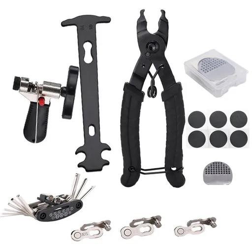 12 in 1 Bike Chain Repair Tool Kit Set, Cycling Bicycle Chain Breaker Splitter Cutter & Wear Indicator Checker & Master Link Pliers Remover & Reusable Missing Connector