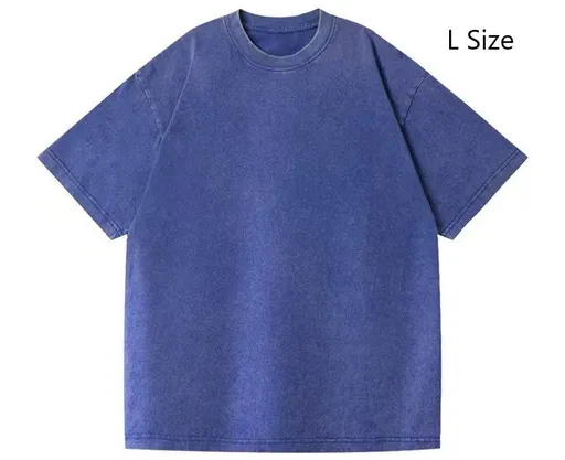 Washed Thick 230gsm Vintage Cotton T‑Shirt Unisex Casual Wear Perfect Christmas Gift Blue Size L
