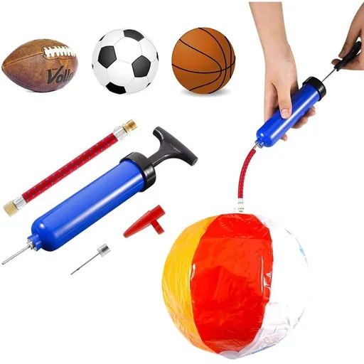 Portable Ball Pump, Ball Pump with Needles Nozzles Valve Adapte and Rubber Hose for Basketball/Football/Volleyball/Balloon/Inflatable Toys by