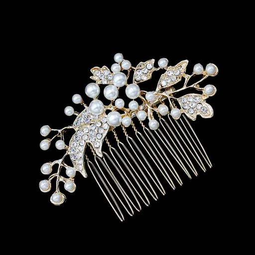 Decorative Hair Combs for Styling with Leaf Design and Rhinestones for Wedding 1Pack