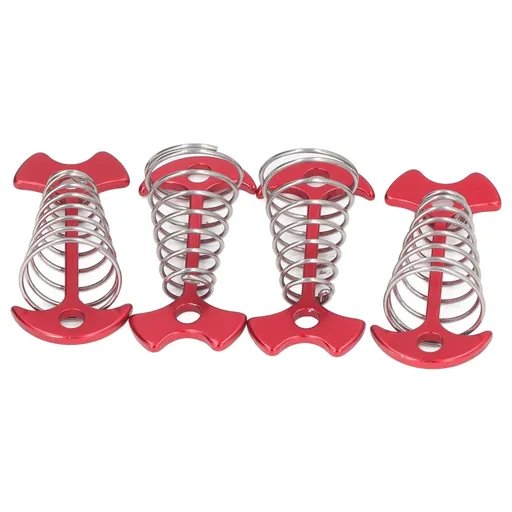 4pcs Fishbone Tent Nails Aluminum Alloy Stainless Steel Extended Plank Floor Canopy Stakes with Spring Red