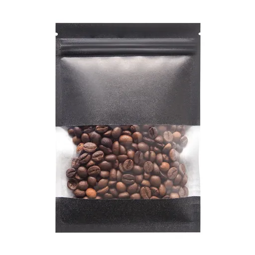 Kraft Paper Bags, Pouches Packaging Paper Sealable Bags, Food Packaging Bags with Window, Ziplock Coffee Bags for Small Business, Resealable Bags 5.1×3.5 in BLACK