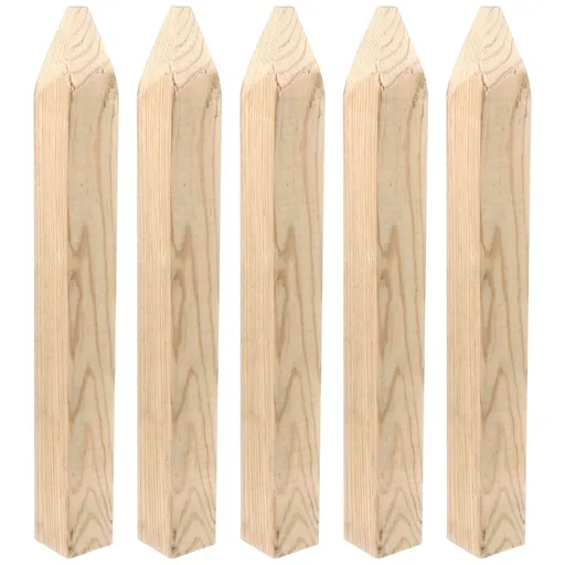 5-Pack Wooden Garden Fence Posts for Yard, Wood Pile Stakes for Outdoor Fence Decoration and Garden Landscaping