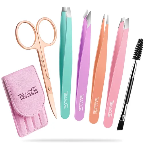 6pcsComplete Facial Hair & Grooming Kit for Precise Eyebrow Shaping and Daily Beauty Maintenance (Rose Gold)